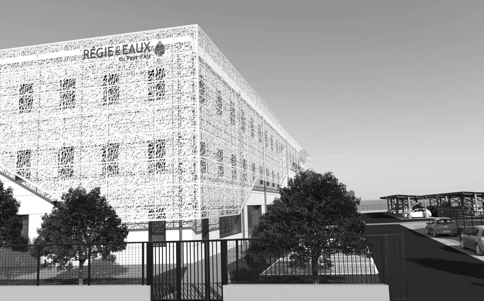 Panneaux photovoltaïques bâtiment Barida et parking